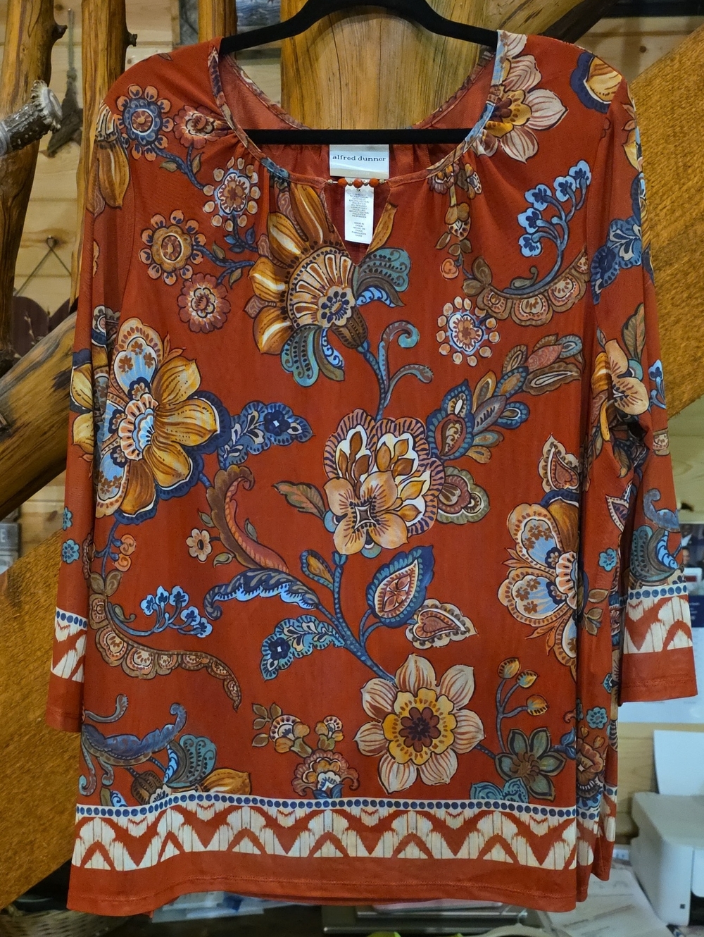 Alfred Dunner Rust Multicolor Floral Tunic